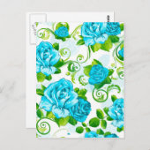 青いバラ白い背景 ポストカード (正面/裏面)