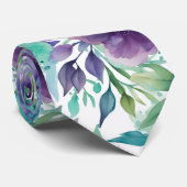 青いバラ紫の水色の開花 ネクタイ (ロール)