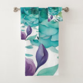 青いバラ紫の水色の開花 バスタオルセット (インサイチュ)