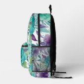 青いバラ紫の水色の開花 プリントバックパック (右)