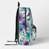 青いバラ紫の水色の開花 プリントバックパック (左)