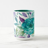 青いバラ紫の水色の開花 マグカップ (中央)