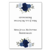 青いバラ結婚のDIY折り曲げ座席表（タイトル付き） テーブルナンバー (正面)