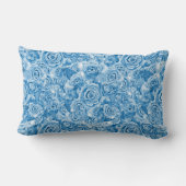 青いバラ腰枕13"x21" ランバークッション (裏面)