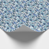 青いバラ葉とラッピング紙 ラッピングペーパー (角)