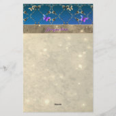 青いバラ蝶と名前の文房具 便箋 (裏面)