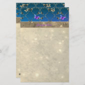 青いバラ蝶と名前の文房具 便箋 (正面/裏面)