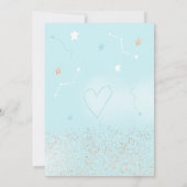 青いバラ金ゴールドグリッターの月の赤ちゃんシャワー 招待状 (裏面)