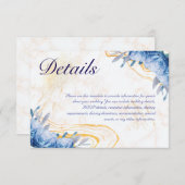 青いバラ金ゴールド結婚大理石のエンクロージャカード エンクロージャーカード (正面/裏面)