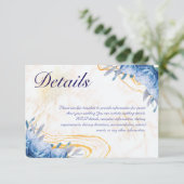 青いバラ金ゴールド結婚大理石のエンクロージャカード エンクロージャーカード (スタンド正面)