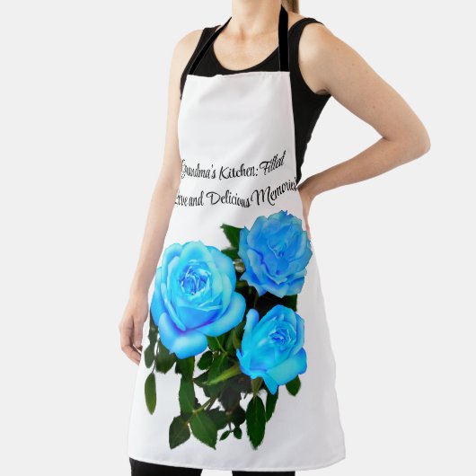 青いバラ青い花 エプロン (インサイチュ)