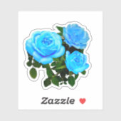 青いバラ青い花 シール (シート)