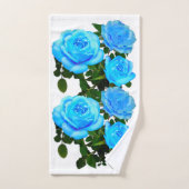 青いバラ青い花 バスタオルセット (ハンドタオル)