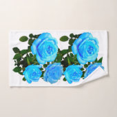青いバラ青い花 バスタオルセット (ハンドタオル)