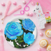 青いバラ青い花 ペーパープレート (パーティー)