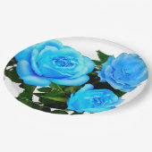 青いバラ青い花 ペーパープレート (アングル)
