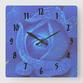 青いバラ スクエア壁時計