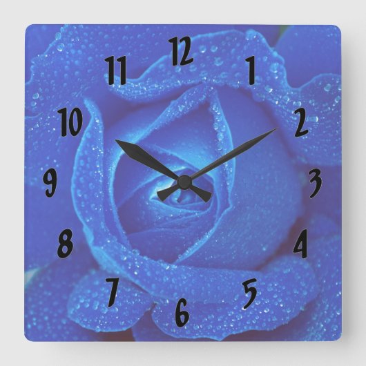 青いバラ スクエア壁時計 (正面)