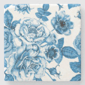 青いバラ ストーンコースター (正面)