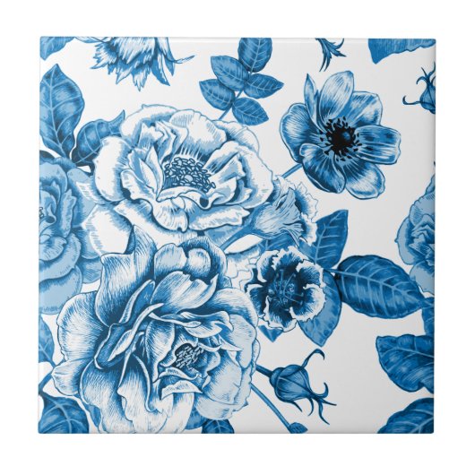 青いバラ タイル (正面)