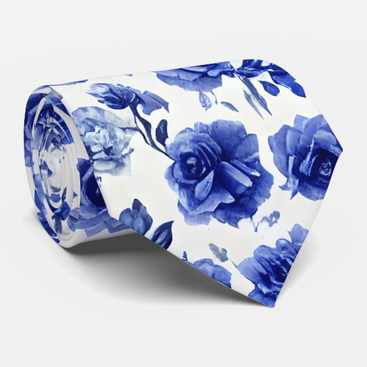 青いバラ ネクタイ (ロール)