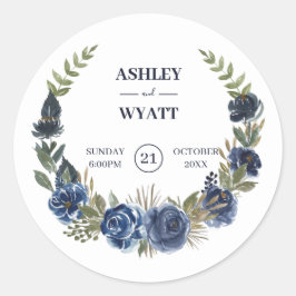 青いバラ ラウンドシール