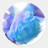 青いバラ、ロマンチックフローラの水彩 ラウンドシール (正面)