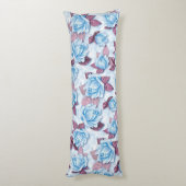 青いバラ。花柄 ボディピロー (裏面 (縦))