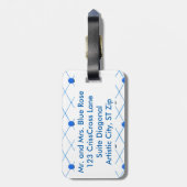 青いバラCrissCrossパターン荷物タグ ラゲッジタグ (裏面縦)