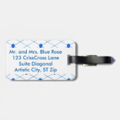 青いバラCrissCrossパターン荷物タグ ラゲッジタグ (裏面横)