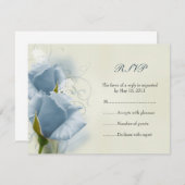 青いバラRSVPカード 出欠カード (正面/裏面)