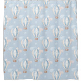 青いバルーンのパターン シャワーカーテン (正面)