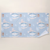 青いバルーンのパターン ビーチタオル (正面)