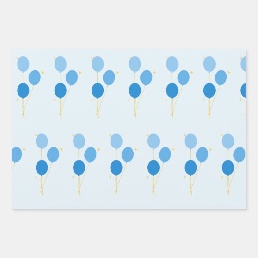 青いバルーンのラッピング紙 ラッピングペーパーシート (正面3)