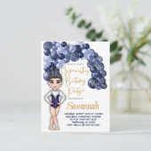 青いバルーンアーチの体操誕生日パーティー ポストカード (スタンド正面)