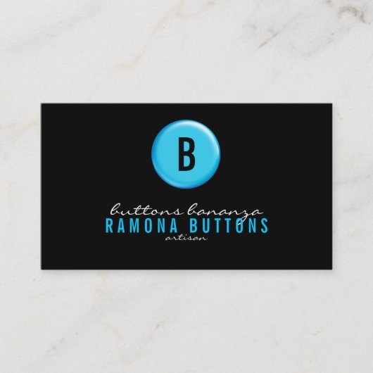 青いバルーンボタン 名刺 (正面)