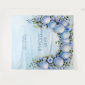 青いバルーン背景 タペストリー (正面(横))