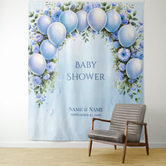 青いバルーン背景 タペストリー