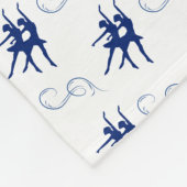 青いバレエダンサーパターン フリースブランケット (角)