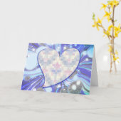 青いバレンタインカードのハートの遊び心 カード (黄色い花)