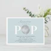 青いバロポップ・アートのンモダンの赤ちゃんシャワー準備 招待状 (スタンド正面)