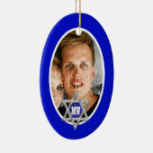 青いバーの（ユダヤ教の）バル・ミツバーの写真の記念品 セラミックオーナメント (右)