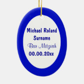 青いバーの（ユダヤ教の）バル・ミツバーの写真の記念品 セラミックオーナメント (裏面)