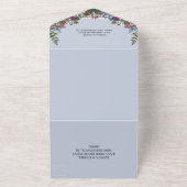 青いバーボンディ オリーブの葉の写真 ウェディング オールインワン招待状 (外側)