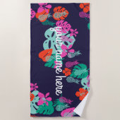 青いパイナップルパーソナライズなビーチタオル ビーチタオル (正面)