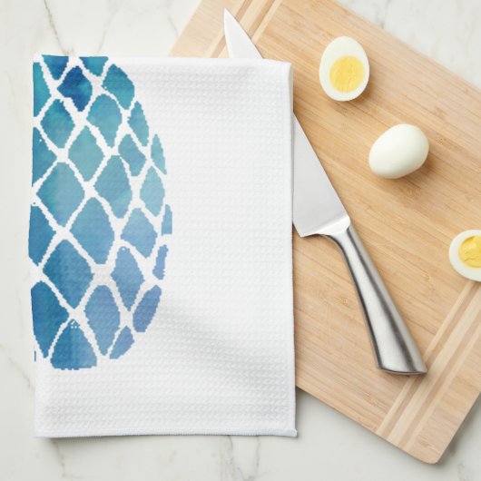 青いパイナップル キッチンタオル (四つ折り)