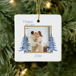 青いパゴダのクリスマスツリー2 – 地球の平和 セラミックオーナメント