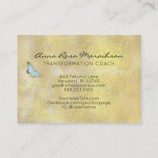 *～*青いパステルグリッターファンタジーギルドバタフライ 名刺 (裏面)