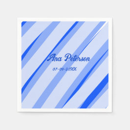 青いパステル名を追加bohoレトロ行パターン スタンダードカクテルナプキン