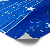 青いパステル絵画の落ち着いた色の水色1 ポスター (角)